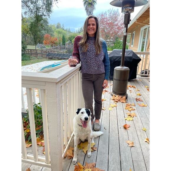 JIL SANDER NAVY Blue Red Colorblock 100% Wool Cable Knit Long Sleeve Sweater M - Picture 9 of 13